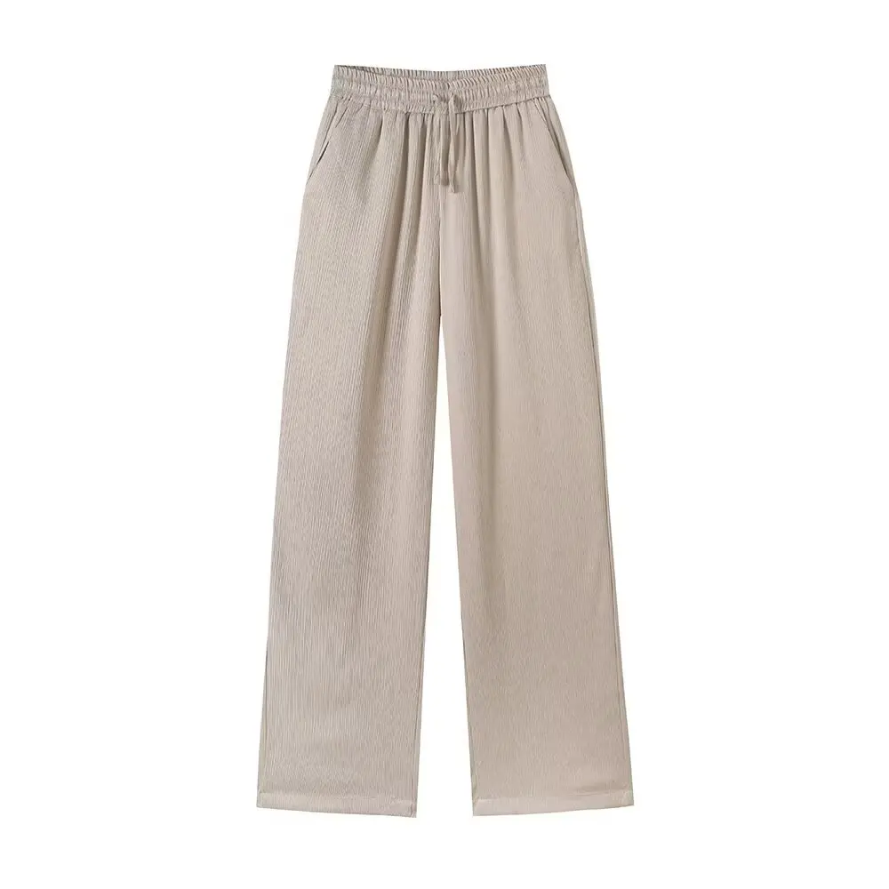 

Женские брюки 2026: Новинка лета, модные свободные плиссированные брюки с боковыми карманами, на резинке и со шнурком, повседневные, в стиле ретро, шикарные.