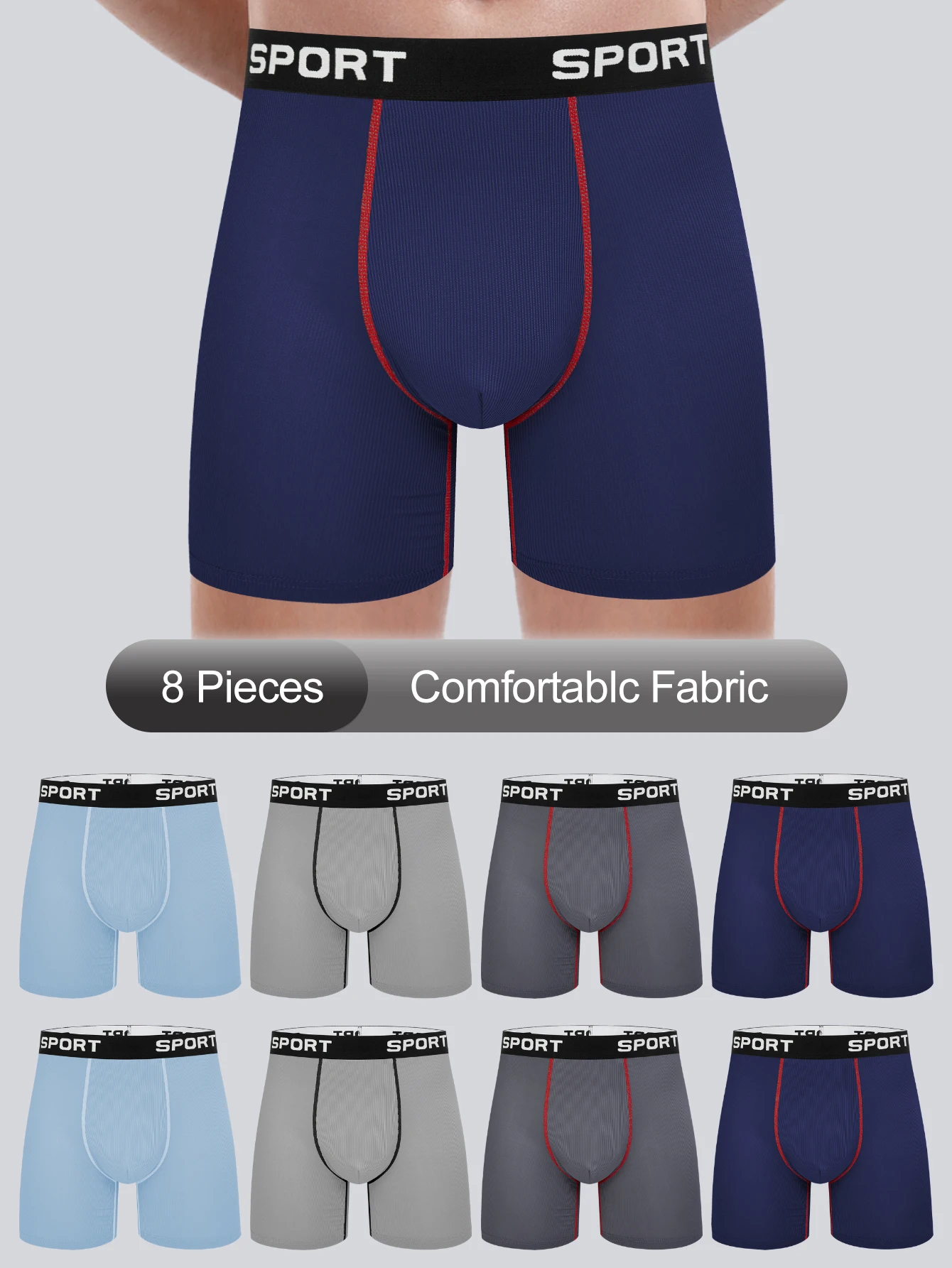 

8 Pieces Men's Underwear Healthy High Quality Comfortable Men's Boxers Long Boxer Briefs Panties Casual Sports Trend Men's Pants