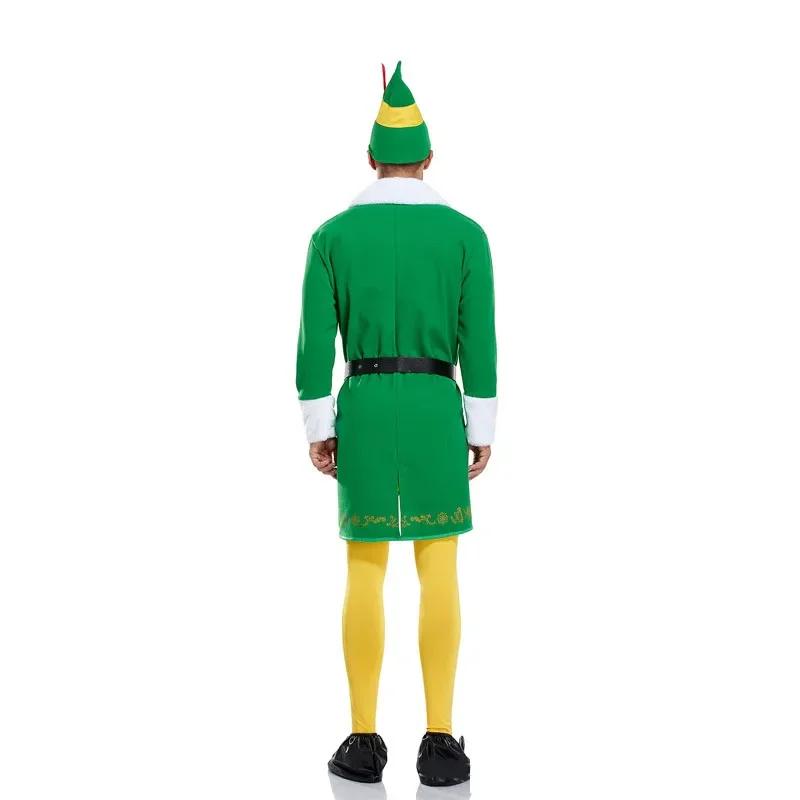 Costume de cosplay d\'elfe de copain de Noël vert trempé pour femmes et hommes, tenue de carnaval de Noël, robe de paupières, vêtements pour adultes,