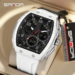 2024 High Quality Men Dual Display Watches For Men Wrist Watches Quartz Chronograph Silicone Band Male Clock relogio masculino