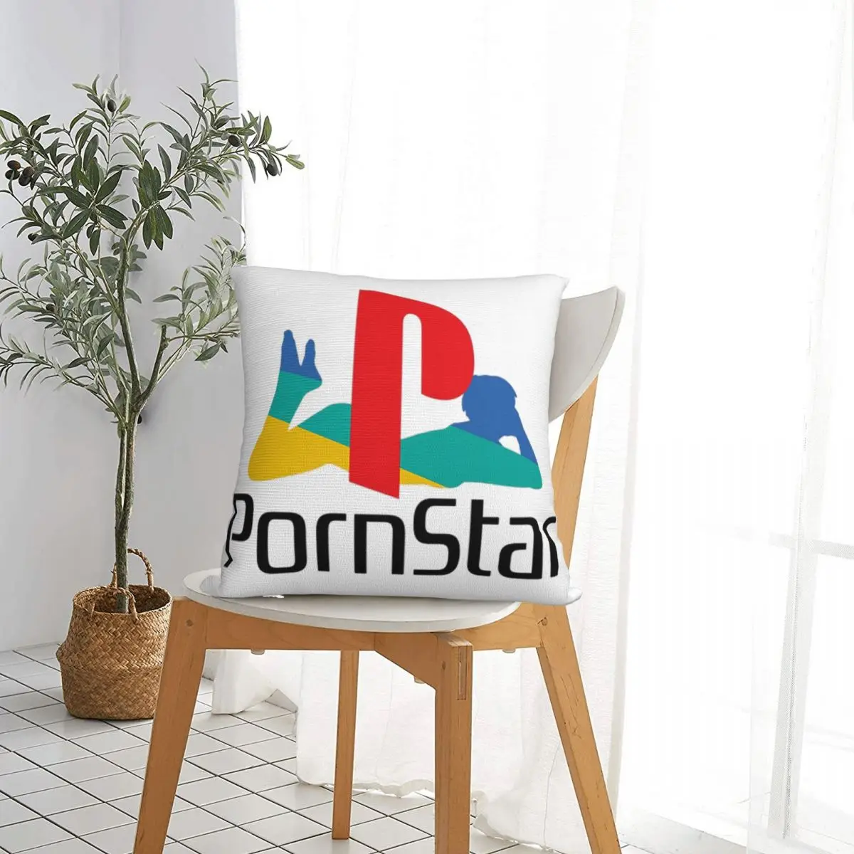 غطاء وسادة مربع أبيض من Ps Pron Star غطاء وسادة من البوليستر بسحاب ديكور مريح لغرفة النوم المنزلية