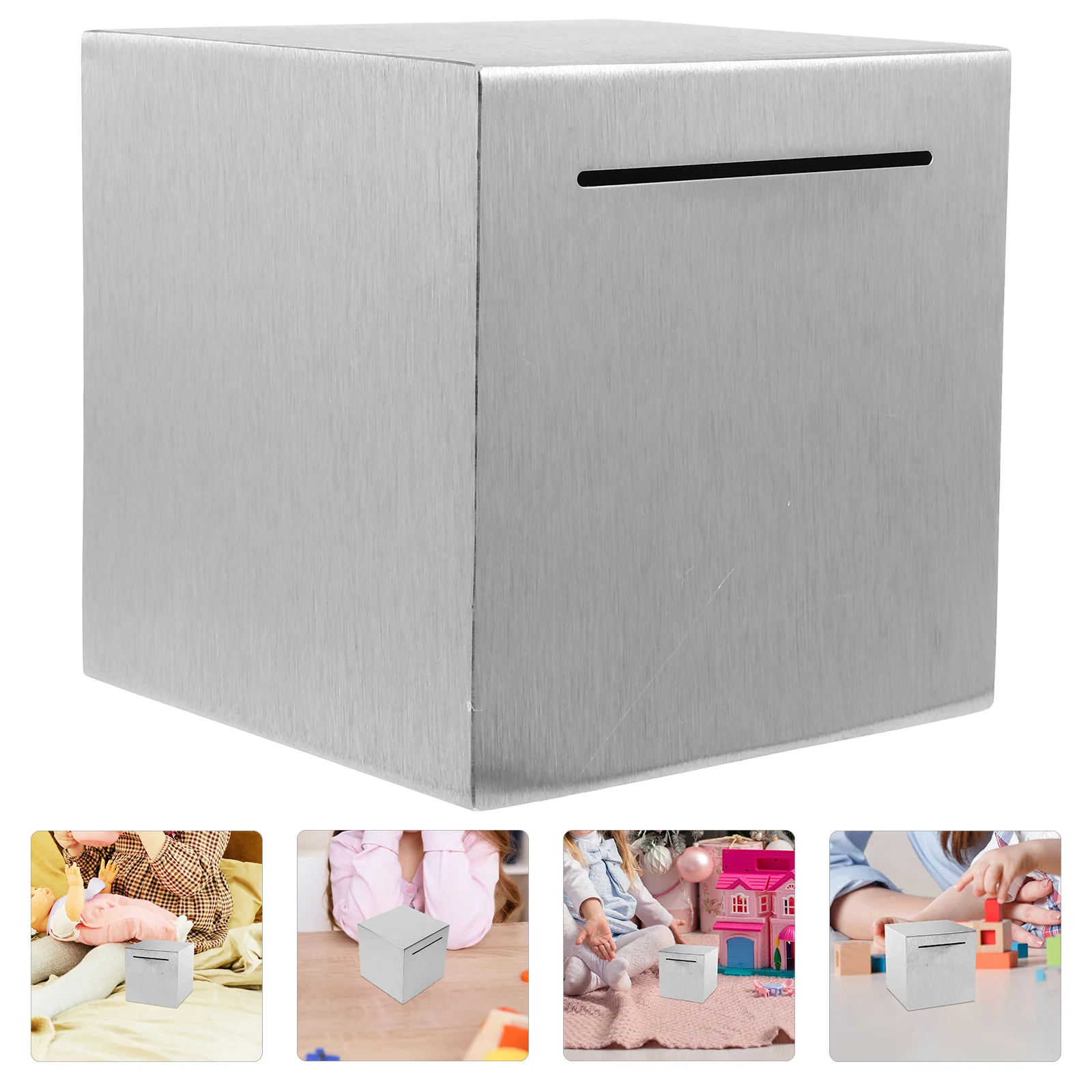 12 Cm Anti-fall Savings Box Piggy Bank Child Student for Adults Stainless Steel Money