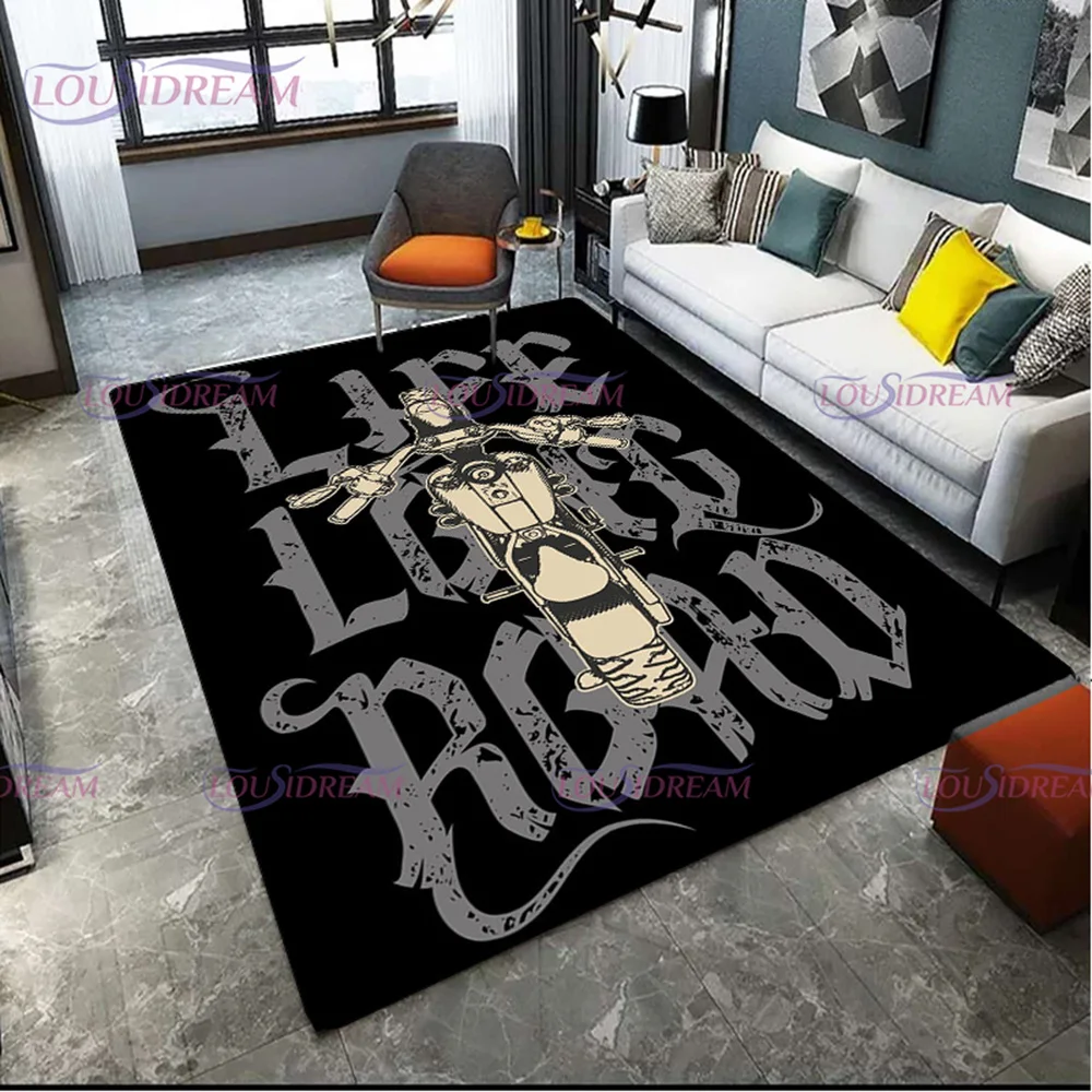 Personalised Motorcycle Alphabet Pattern Carpet Home Living Room Bedroom Carpet Door Mat Corridor Bathroom Non-slip Mat