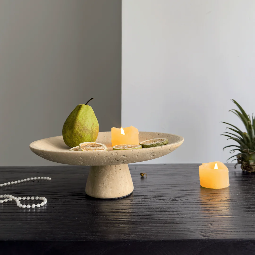 Bandeja de travertino Natural, frutas, joyería, cosméticos, contenedor de almacenamiento de mesa para accesorios de cocina, organizador, decoración navideña para el hogar