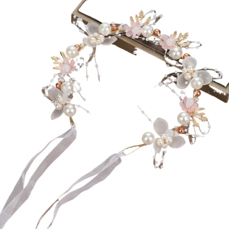 

Hat Shape Flower High Beauty Headband Bridal Mesh Pink Headgear