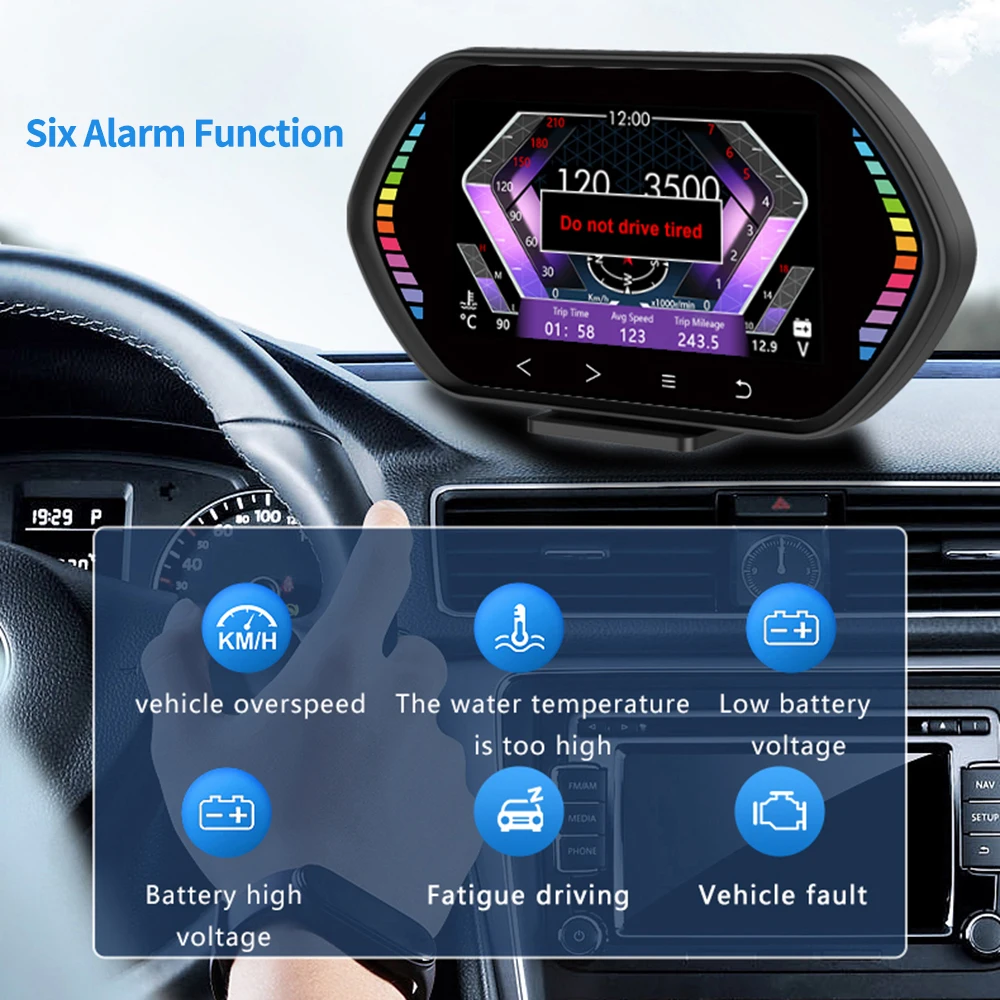 KWHUD HUD OBD2 Display On-board Computer Car Speedometer RPM Slope Meter for Opel Antara/Astra/Corsa 2008-2024 Small Gasoline