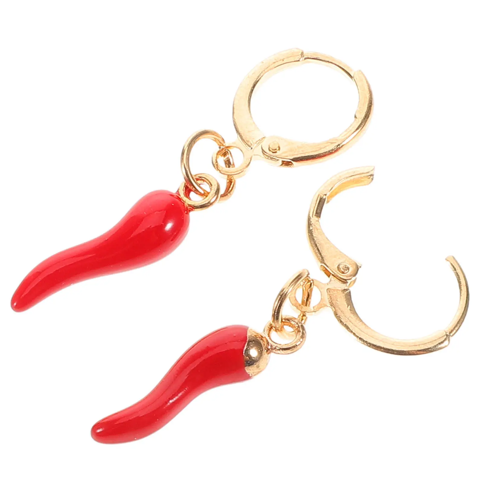 Chili Pepper Earrings Small Huggie Hoop Golden Plated Elegant Playful Dangle for Women Versatile Casual Formal Wear