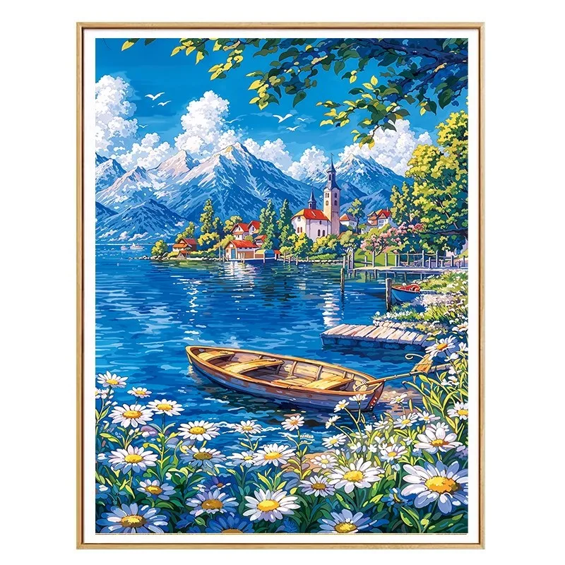 

11CT 9CT наборы для вышивки «сделай сам» с принтом, вышивка крестиком, хлопковые наборы для рукоделия, поделки с иглами, морской город