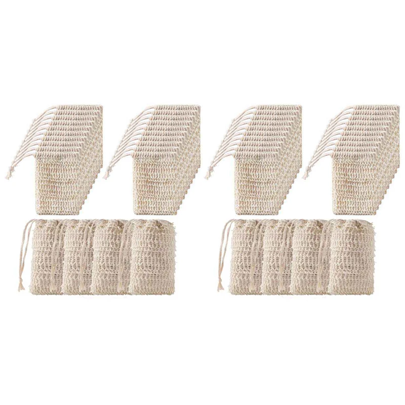 

48Pcs Shower Bath Sisal Soap Bag Natural Sisal Soap Bag Exfoliating Soap Saver Pouch Holder Net Soap