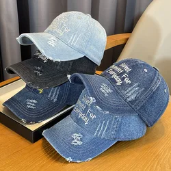 Casquette de Baseball en Denim pour Homme et Femme, Chapeau Unisexe avec Lettres Brodées, en Jean, Quatre Saisons, dehors d'Été, Hip Hop