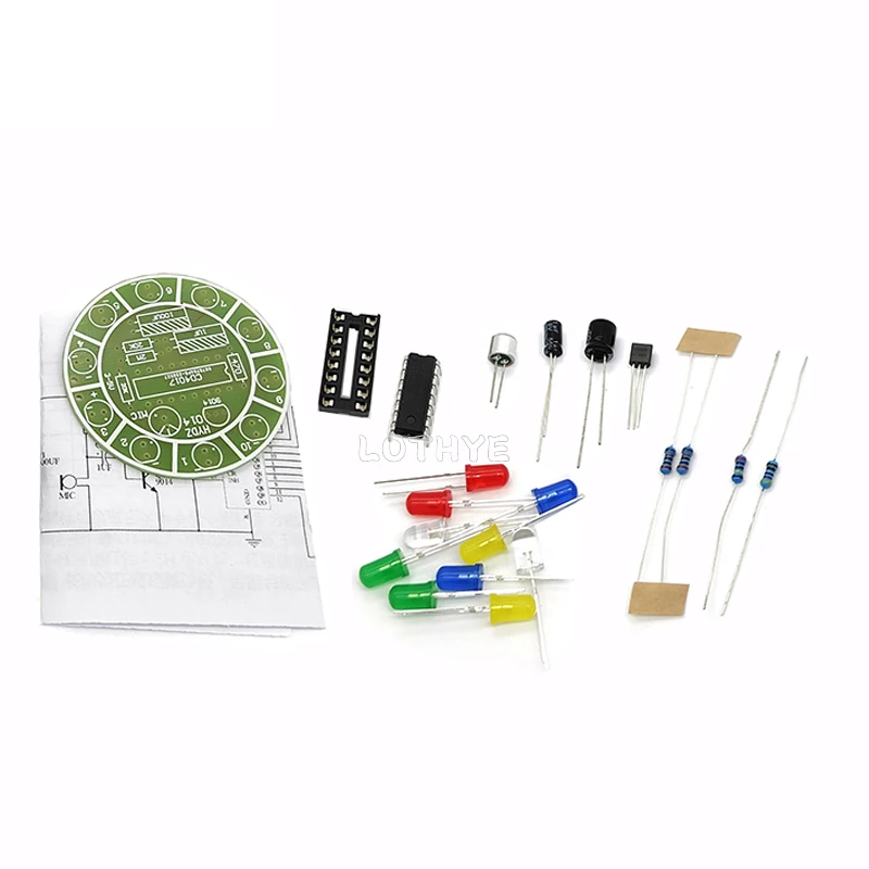 CD4017 Colorful Voice Activated Rotating LED Light Kit DIY Electronic Kit Parts Soldering Kit Electronic Training Fun Welding