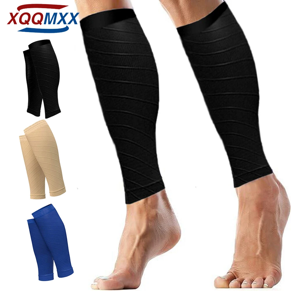 Mangas de compresión para pantorrilla deportiva para hombres y mujeres, calcetines de compresión sin pies para férula de Espinilla, correr, ciclismo, 20-30mmHg, 1 par