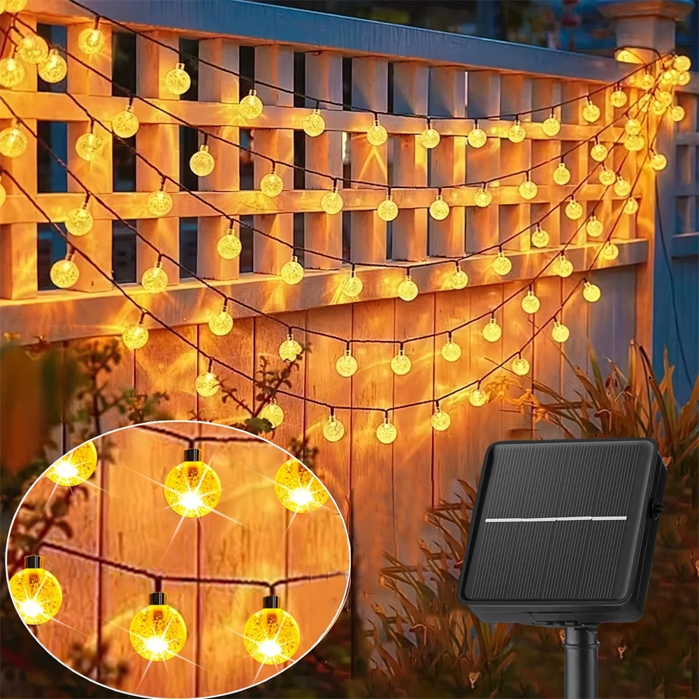 

Solar Powered Fairy Lights with 8 Modes Outdoor Crystal Ball String Lights for Garden Patio Balcony Wedding Christmas Decor