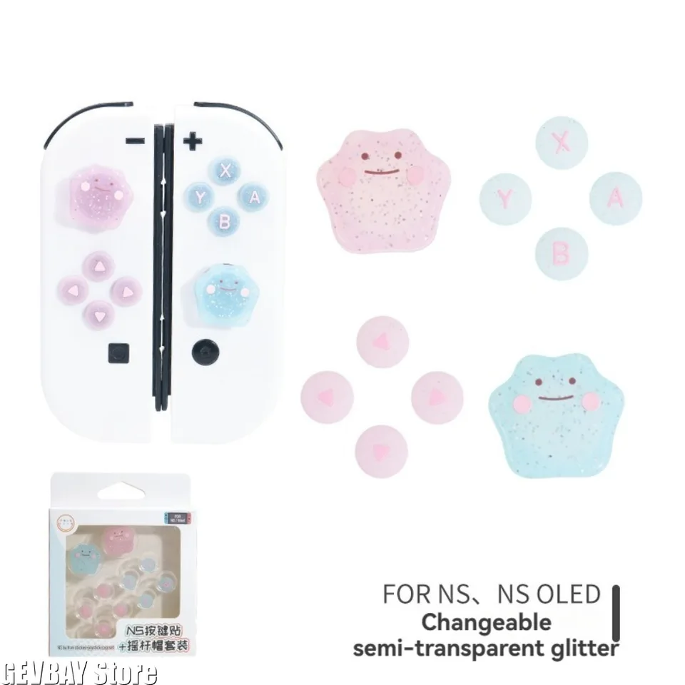 Funda de silicona con brillos para botones D-pad, ABXY y joystick para Switch 2/NS Oled Joy-con