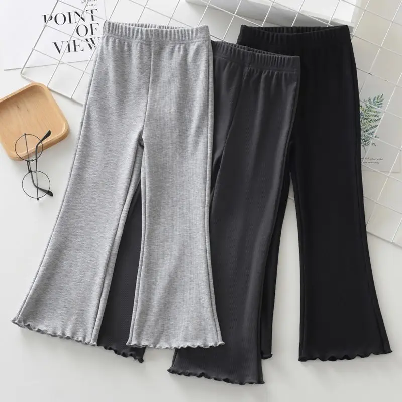 2026 New Spring Autumn Baby Girls Pant Korean Version Children Flared Pants 1-6Year Kid Leggings Solid Fashion Boot Cut