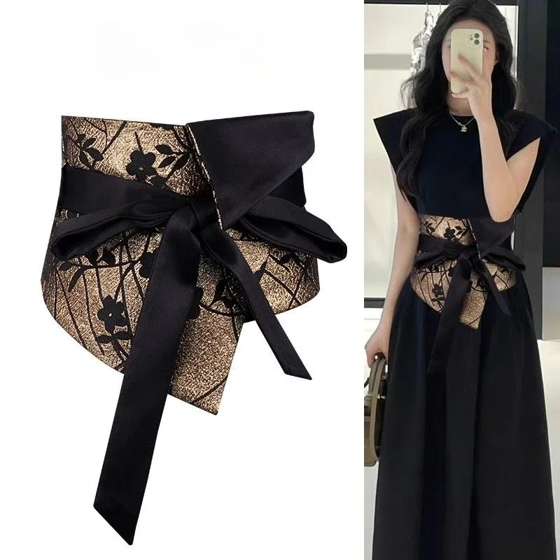 فاخر جديد النمط الوطني الصيني حزام الخصر الديكور ، خمر العرقية نمط 2025 أحزمة حزام عريض للنساء