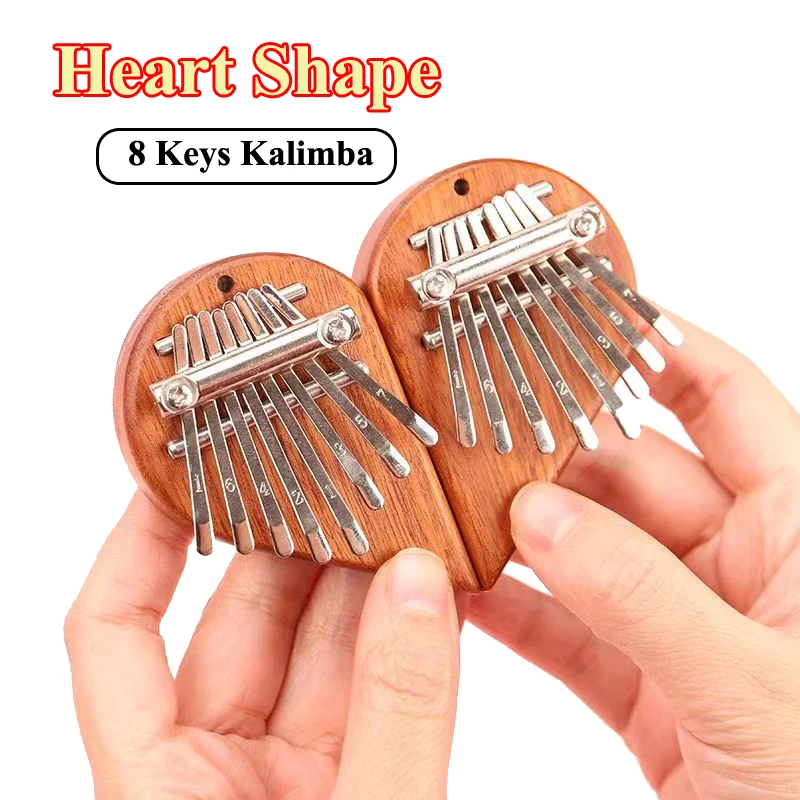 

Mini Heart Shape Kalimba 8 Keys Thumb Piano With Accessories For Beginners Teens Adults Creative Music Box Musical Instruments