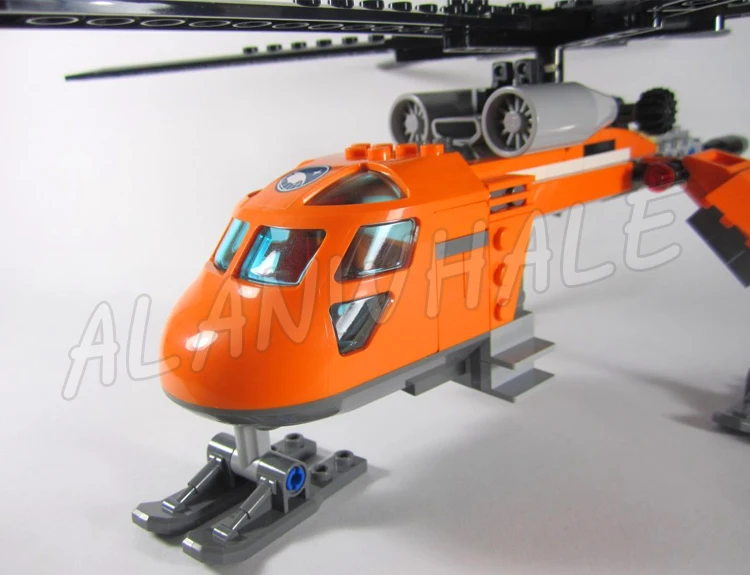 273 pçs cidade ártico helicóptero husky trenó bloco de gelo recipiente 10439 bloco de construção brinquedos compatíveis com modelo