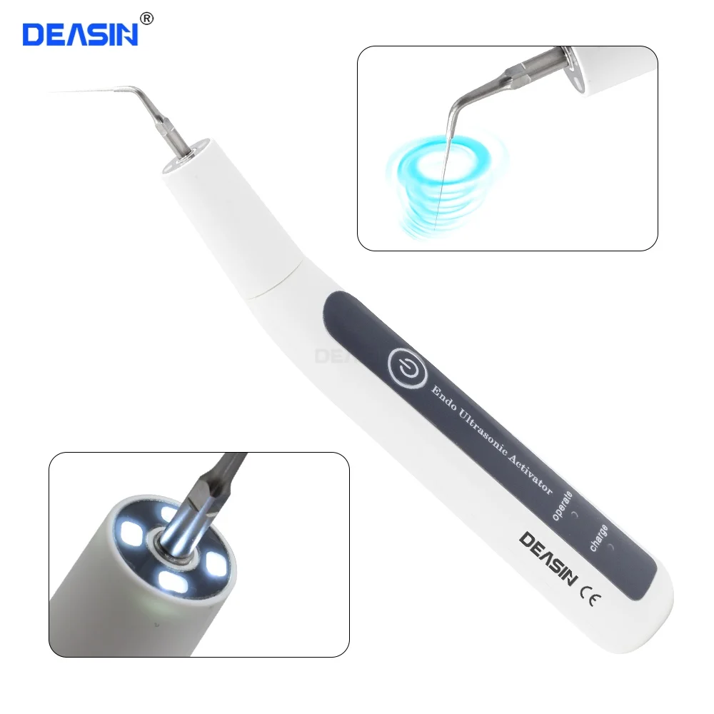 DEASIN LED Dental Wireless Ultrasonic Activator Endo Ultra Activator Ultrasonic Washing Tooth with 6 Tips Dentistry Tools