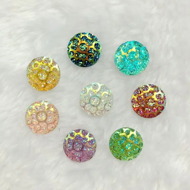 120pcs 12mm Round Flatback Resin Rhinestones No Hole DIY Wedding Dress Button Accessory A28*3