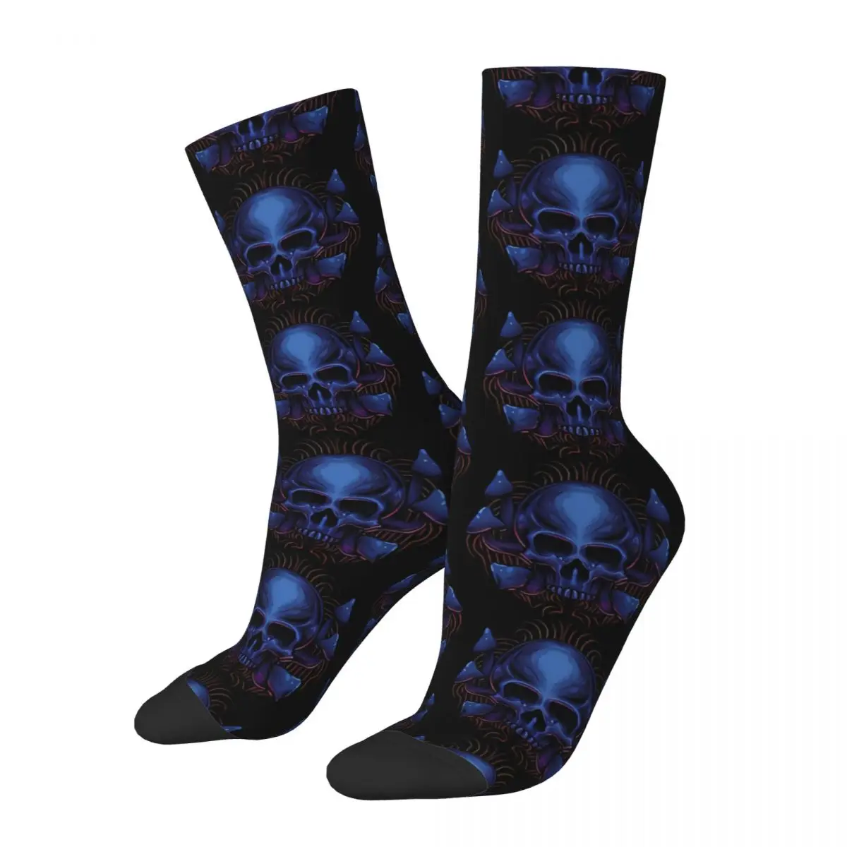 

Retro Skull Head Men's Socks Mushroom Unisex Hip Hop Pattern Printed Happy Crew Sock Gift