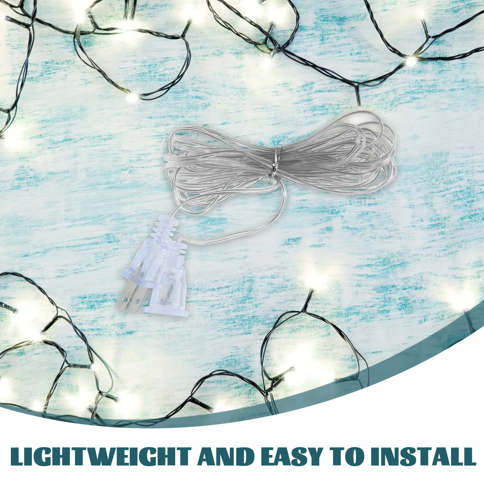 Indoor String Light Extension Cord Clear Transparent PVC Material for LED Strip Curtain Icicle Lights Easy Install No Tools