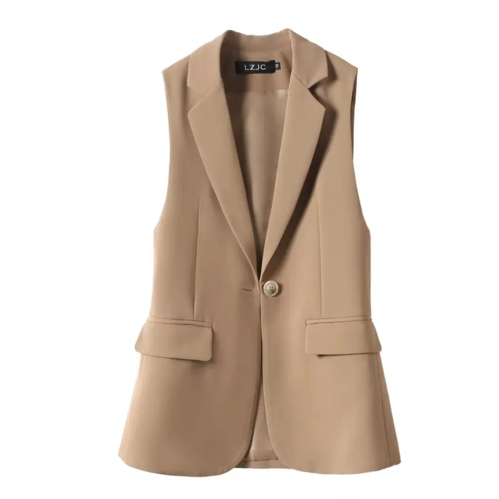 

Women's Single-Button Blazer Vest Petite Fit Spring Autumn Southeast Asian Style New