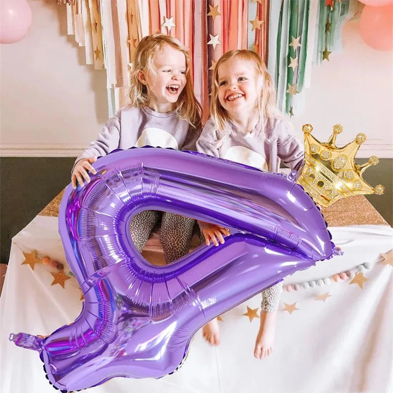 Ballons en feuille d'aluminium numérotés de 0 à 9, 32 pouces, couleur violette, grands chiffres, ballons à l'hélium, pour baby shower, premier anniversaire, fête, décoration de festival