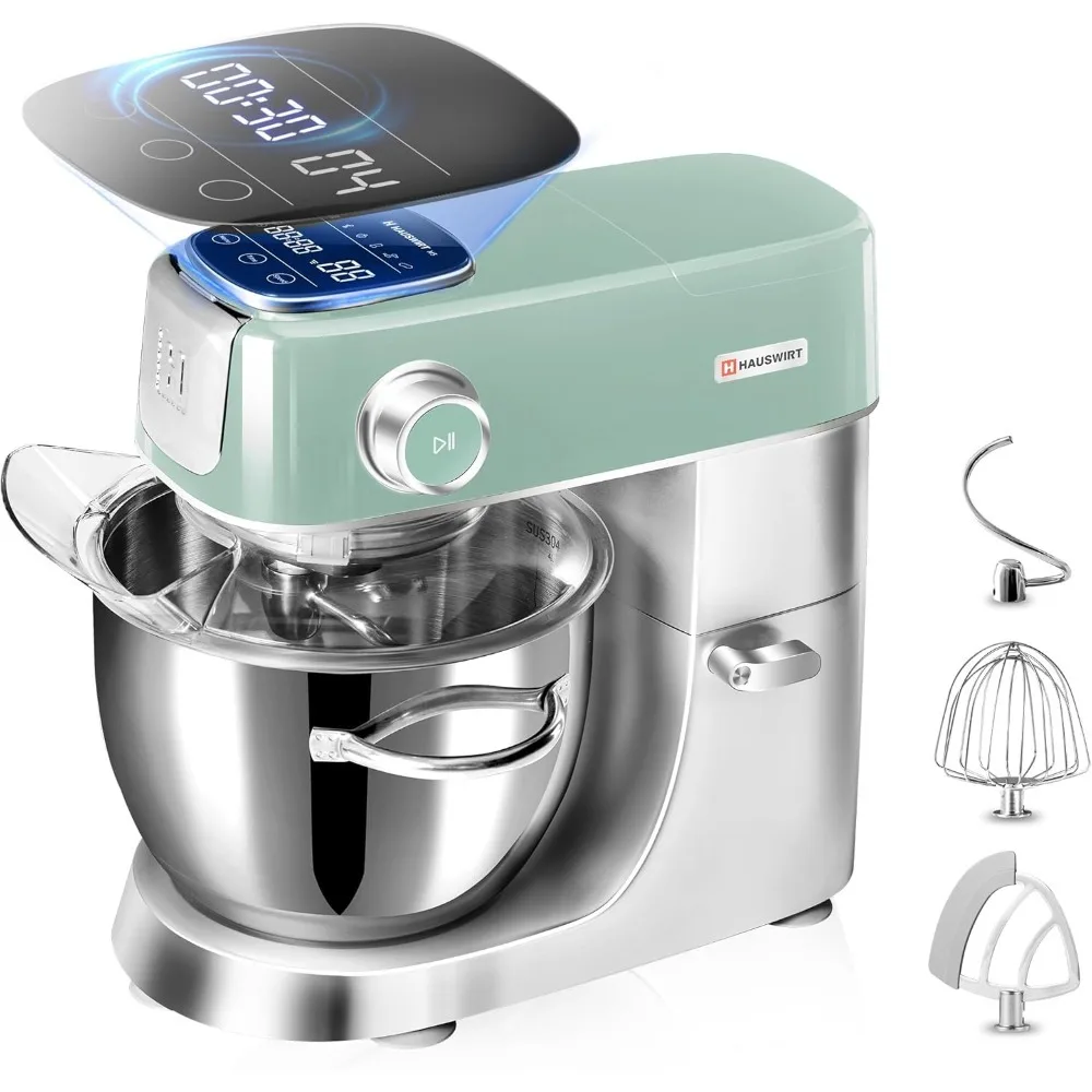 High-End Smart Stand Mixer M5, LED Touchscreen Mixers Kitchen Electric Stand Mixer, with Egg Whisk,Dough Hook, Beater,lake green