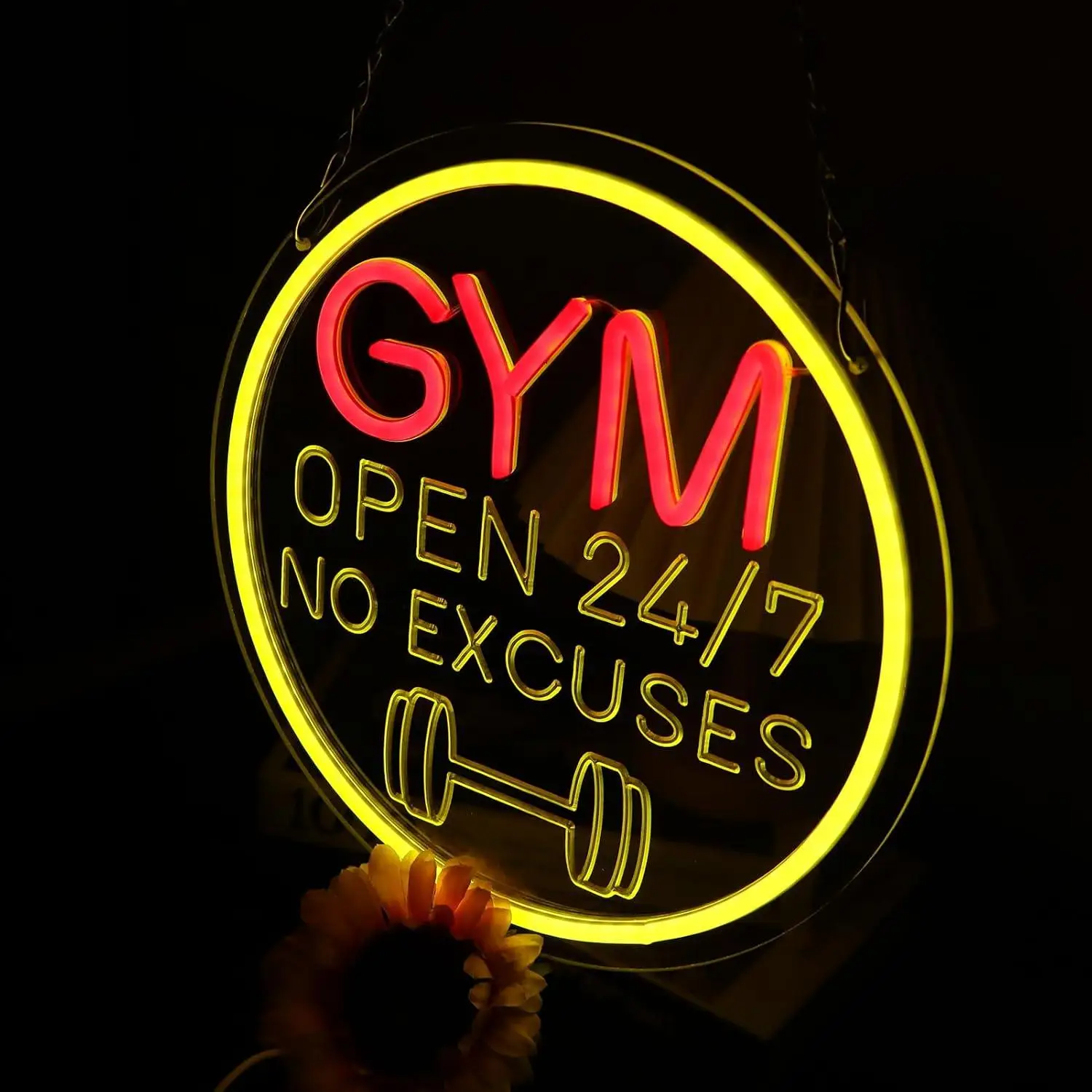 Gym 24/7 Neon LED Sign - alternate angle