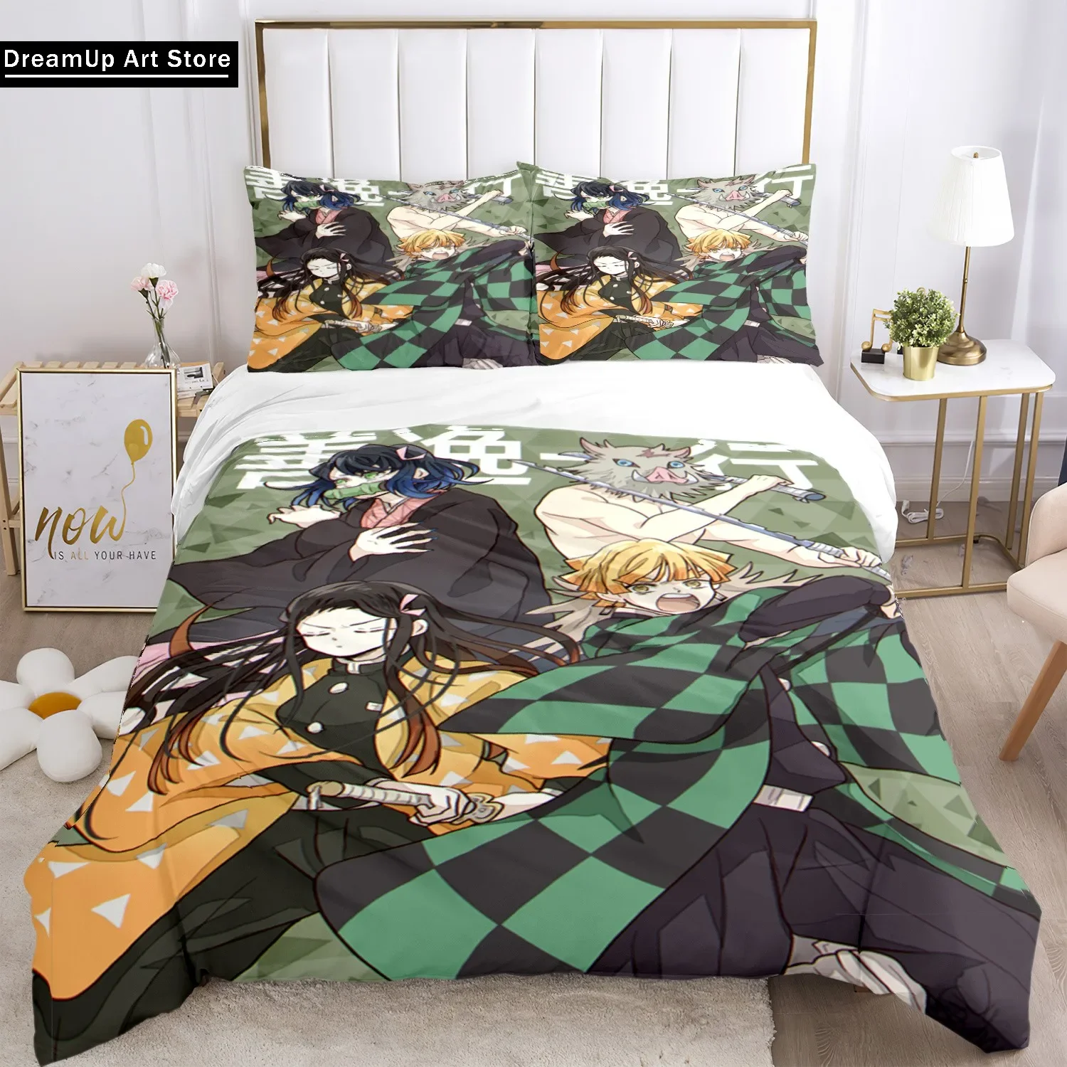 Anime Demon Slayer Print Beddengoed Set 23 stuks Nezuko Beddengoed Koningin Dubbel Enkel Kingsize Dekbed