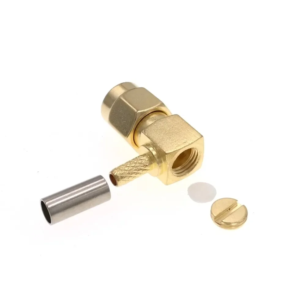 Conector SMA macho de crimpado de ángulo recto RF para Cable RG174 RG316
