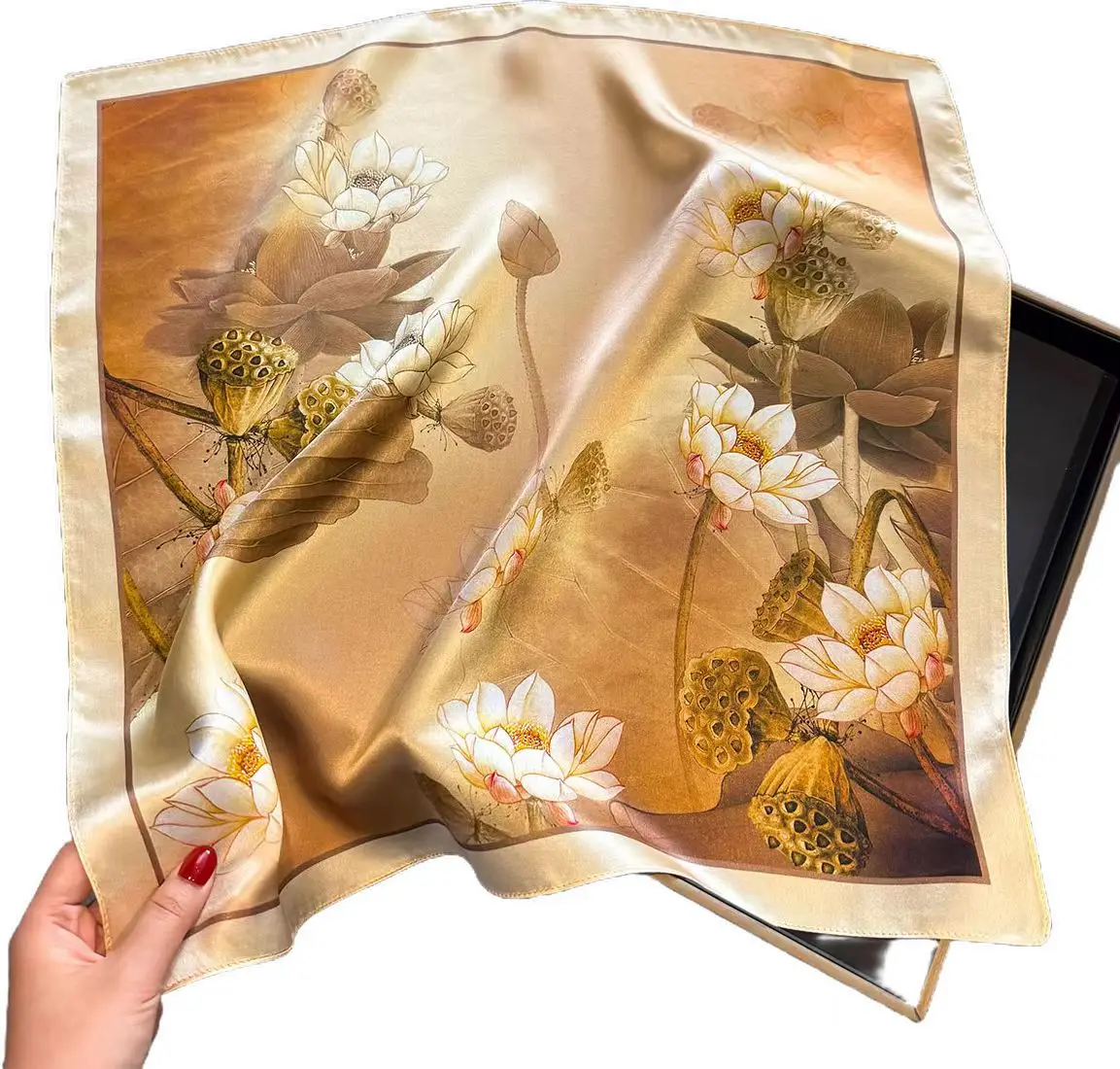 ผ้าพันคอผ้าไหมหม่อน 100% สําหรับผู้หญิงผ้าคลุมไหล่ Foulard ผ้าพันคอ Pashmina Neckerchief หญิง Hijab ผ้าพันคอฤดูใบไม้ผลิแฟชั่น bufanda