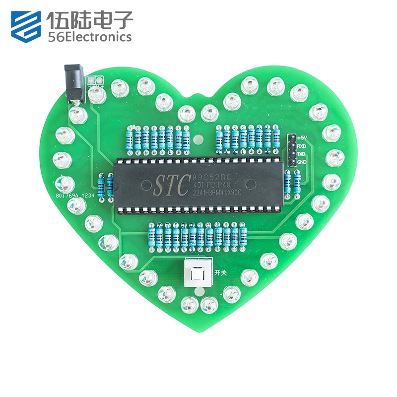 Microcontroller Heart-shaped Water Lamp Kit Colorful Dazzling LED Flashing Light DIY Electronic Components Welding and Soldering