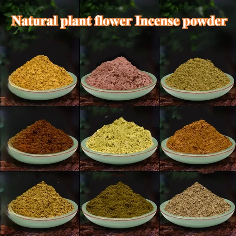 10/50 جرام مسحوق زهرة النباتات الطبيعية البخور المنزل داخلي/مكتب/موقد كهربائي الروائح/مواد صنع البخور مختومة يدويًا