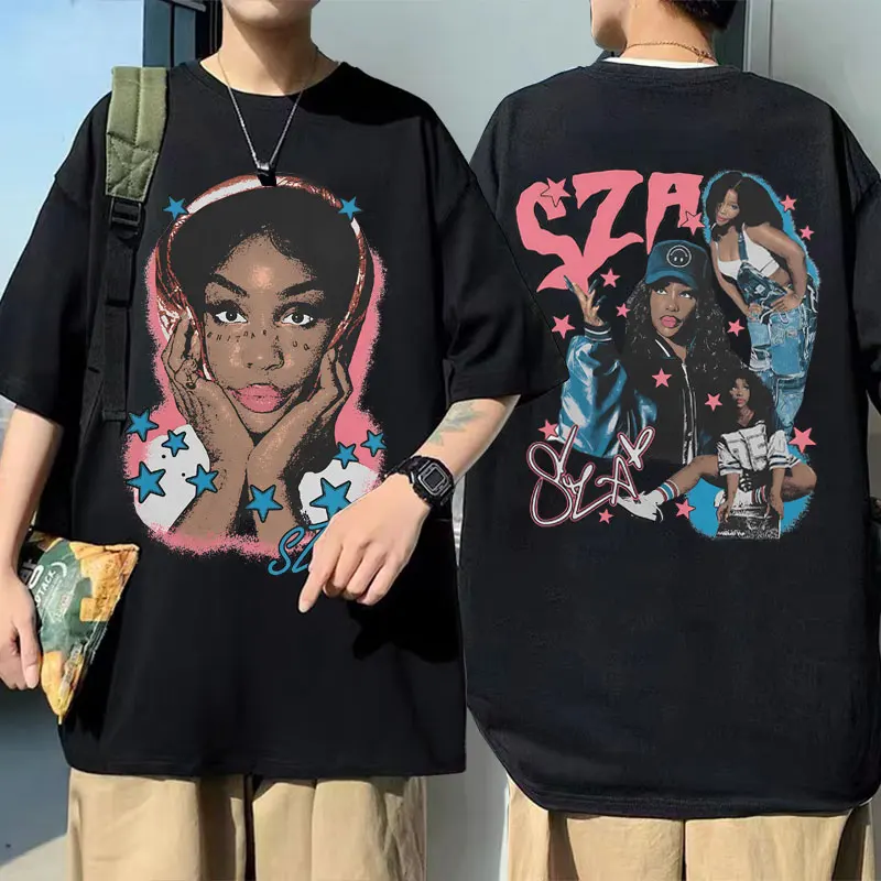 

Rapper SZA Double Sided Print T-shirts Men Women Hip Hop Fashion Pop Music T-shirt Unisex Vintage Oversized T Shirts Streetwear