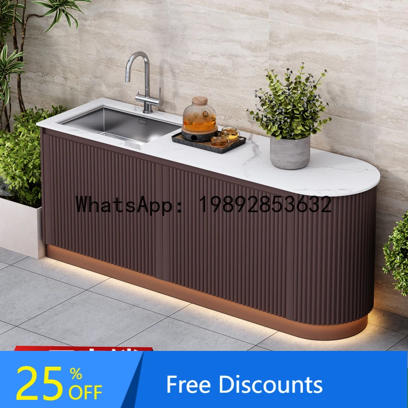 

XL Aluminum Alloy Outdoor Wash Basin Courtyard Sink Rock Board Integrated Cabinet Villa Outdoor Wash Basin