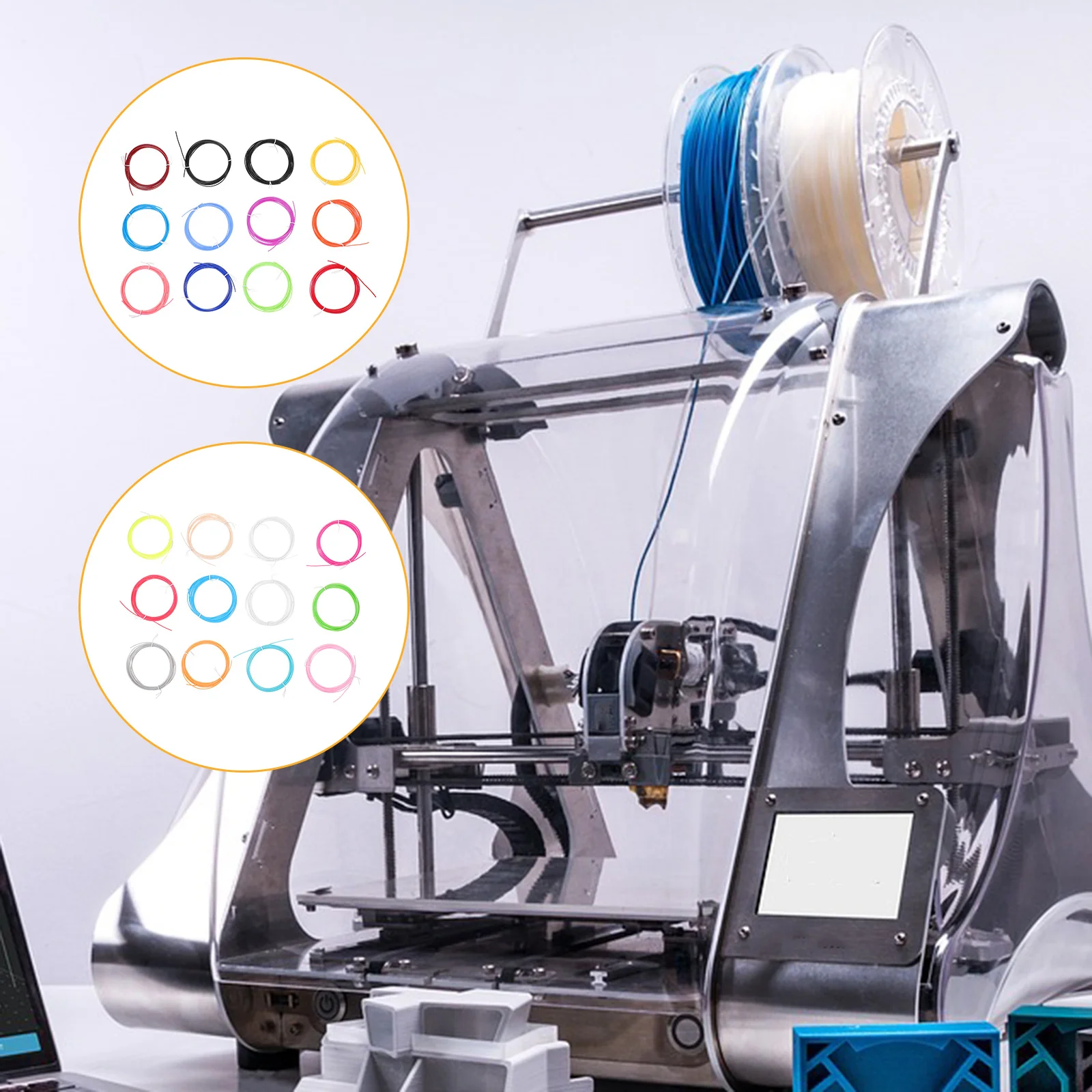 30Pcs 3D Printing Filament Low Temperature ABS 1.75mm 30 Colors Compatible for 3D Printers Filament Accessories Parts