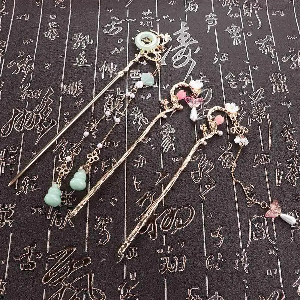 

Винтажная милая темпераментная кисточка с цветком, подвеска, свадебная заколка для волос, женские палочки для волос, китайская вилка для волос, корейские заколки Hanfu