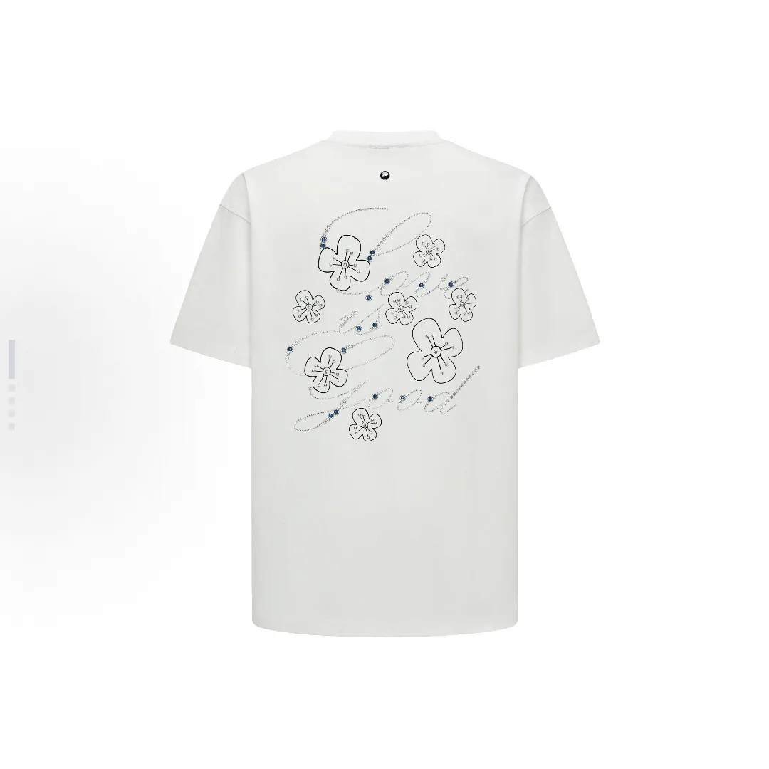 2026 Goodbrand Fashion Summer New Arrival GOOD Pearl Back Art Rhinestone Embroidered Round Neck Short Sleeve T-Shirt