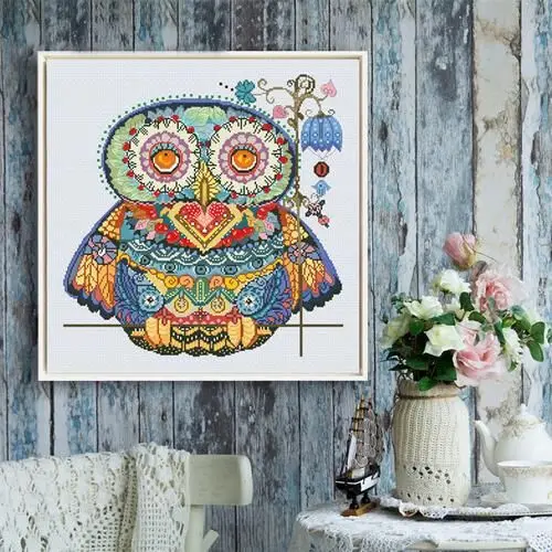 

DIY Embroidery Cross Stitch Kits, Craft Needlework Set, Unprinted Canvas, Cotton Thread, Home Butterfly, Flower, Owl, 46-46