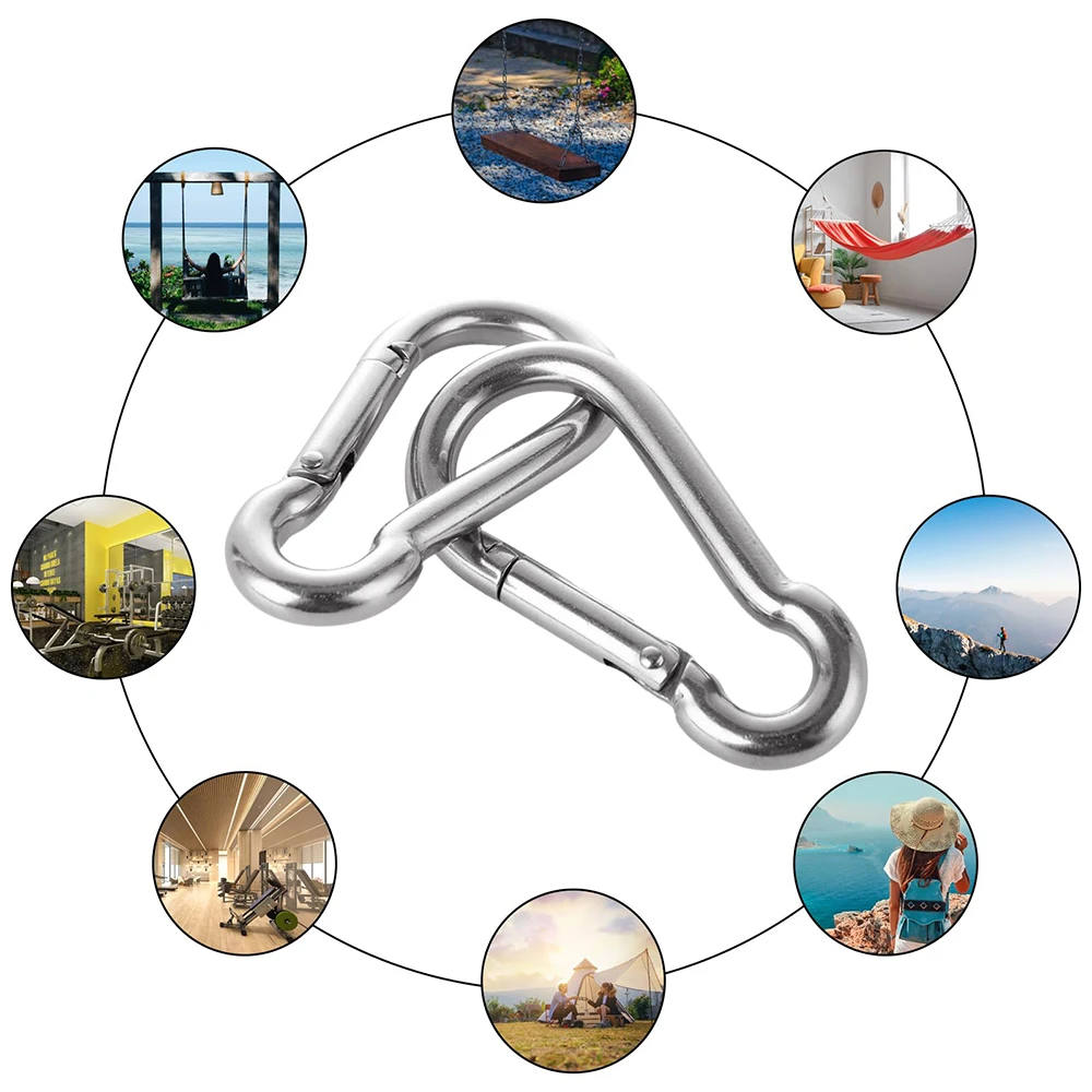 316 스테인리스 스틸 스프링 스냅 카라비너 클립 M4-M12 퀵 링크 잠금 링 스프링 스냅 훅 캠핑 하이킹 등산 클립