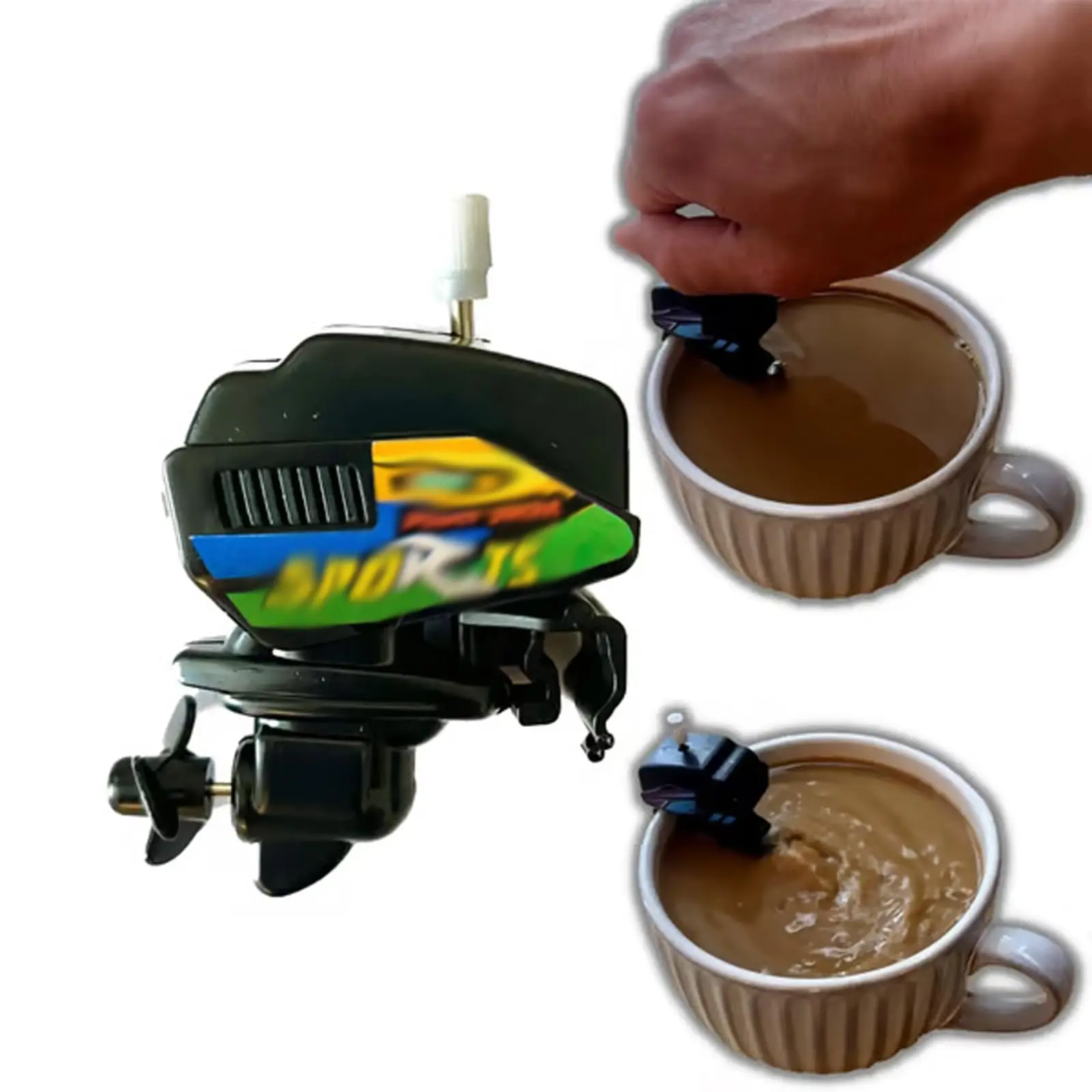 Wind Up Mini Boat Motor Coffee Stirrer Unique Easy To Clean Novelty Boat Motor Coffee Mixer Durable Boat Engine Coffee Stirrer