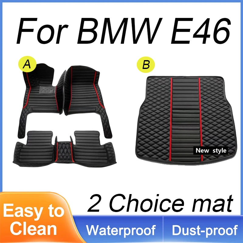 Custom Automotive Car Floor Mats For BMW E46 1998 1999 2000 2001 2002 2003 Auto Luxury Leather Men Women Car Mats Full Coverage