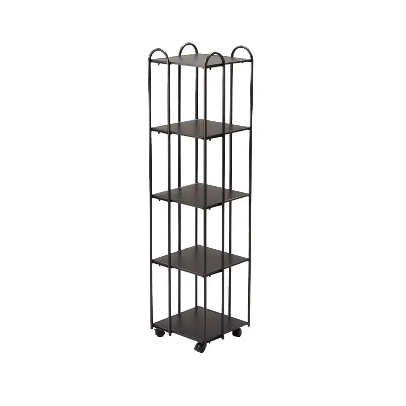 360 Degree Rotating Bookshelf Iron Corner Floor Rack Mobile Art Design Bookcase for Living Room Home