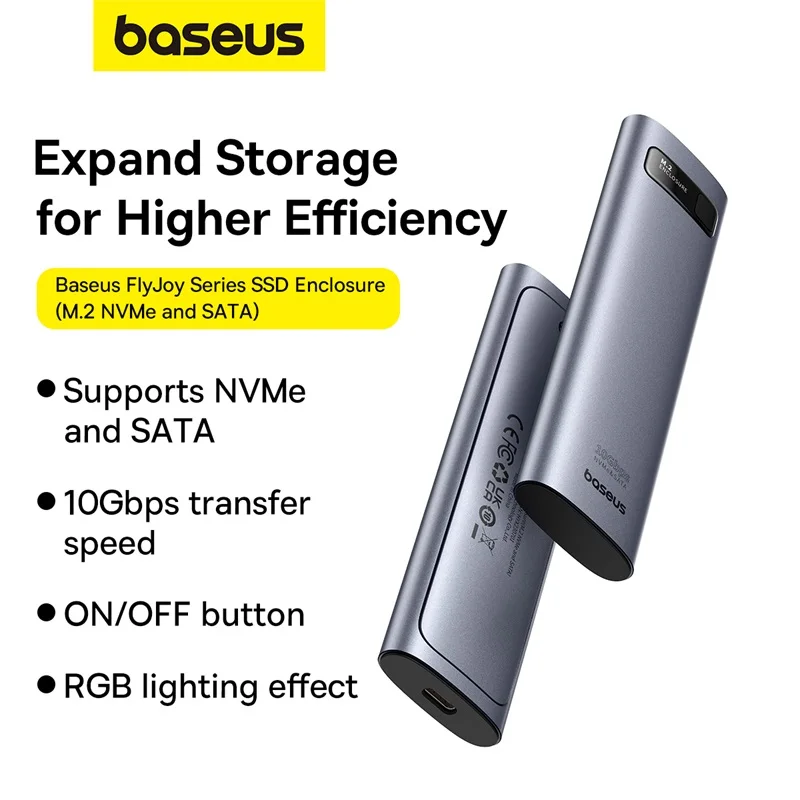 Baseus FlyJoy Series SSD Enclosure M.2 NVMe and SATA M.2NVMe/M.2SATA