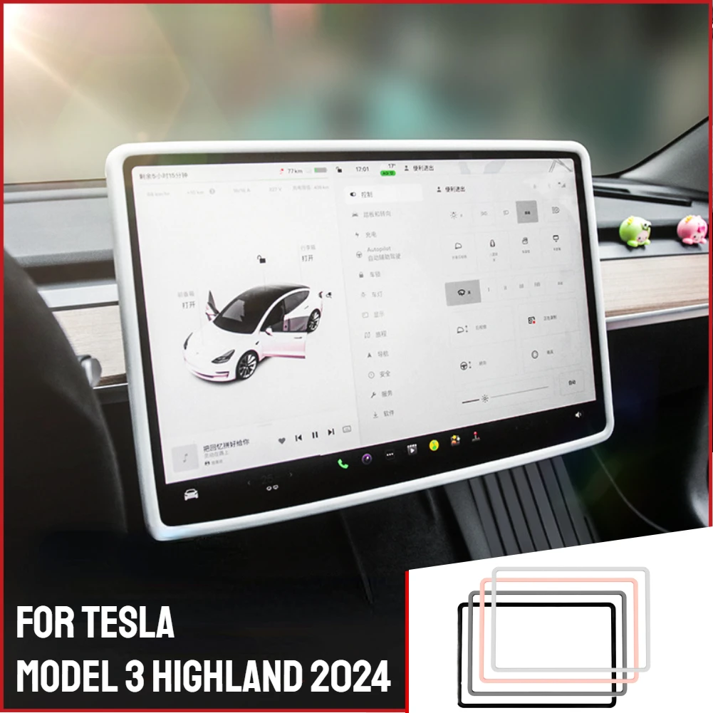 

For Tesla Model 3+ Highland 2024 Silicone Screen Frame Display Edge Protector Central Control Protective Cover Car Accessores