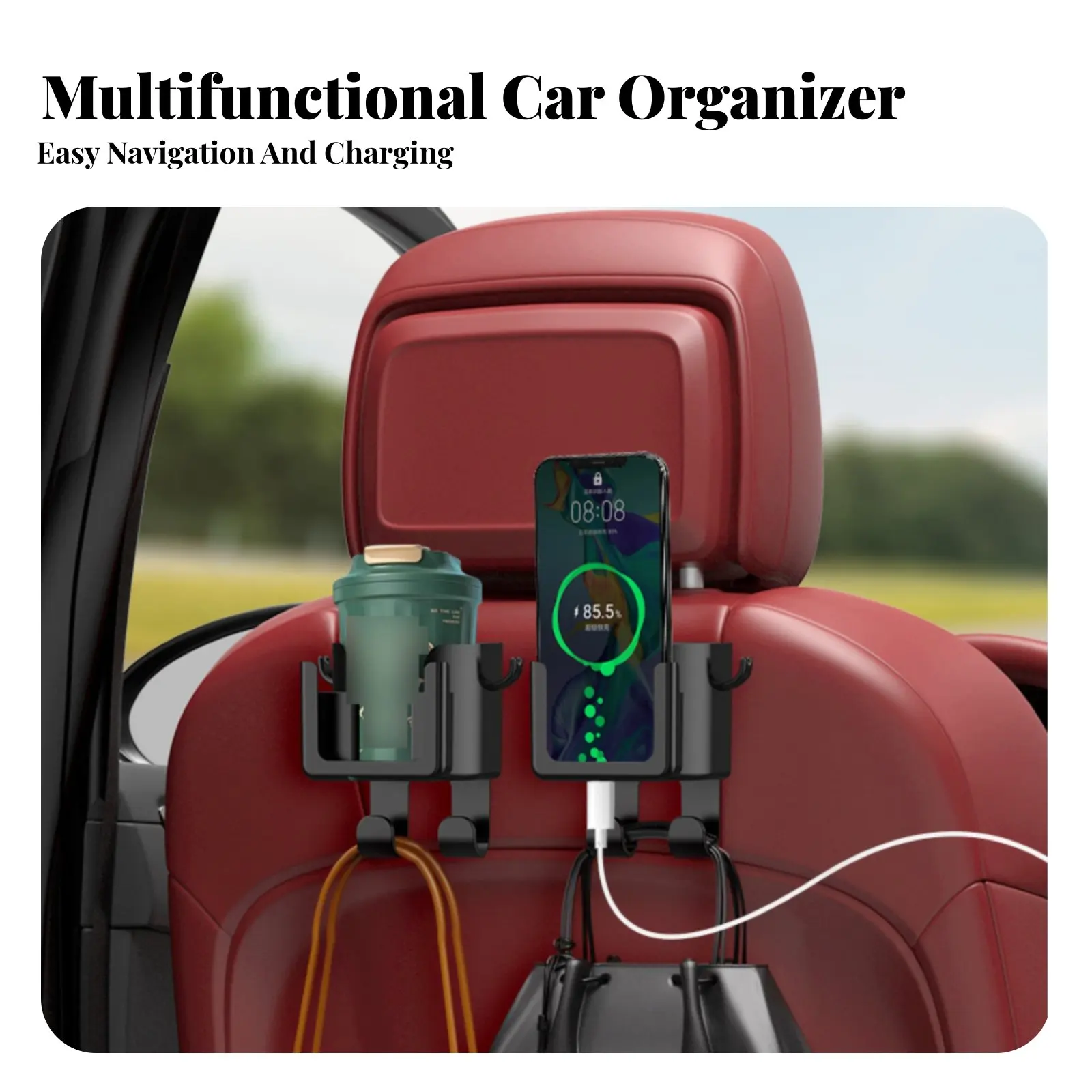 

Car Headrest Drink Holder Foldable Holders Car Ph Single and Drink Holder Backseat Ph Single Mount Hook Strong Load-Bearing