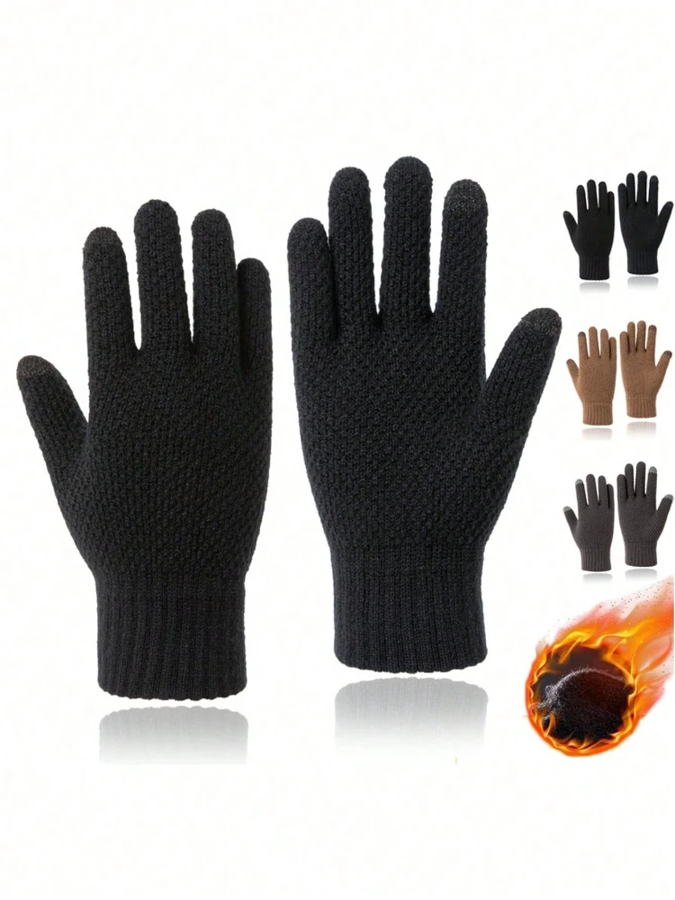 Winterhandschuhe für Männer und Frauen – verbesserter Touchscreen-Thermo-Warmstrickhandschuh für kaltes Wetter zum Laufen, Fahren, Wandern