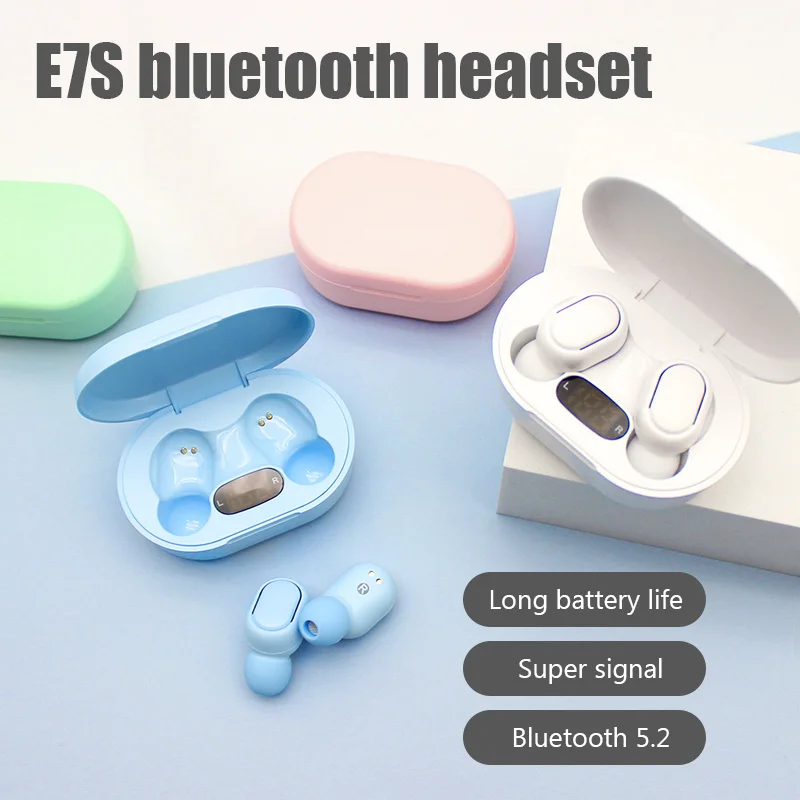 E7S TWS Bluetooth Earphones LED Waterproof Sports Noise Cancellatio Wireless Headphone In-Ear Earbuds Headset Mic For Cell Phone